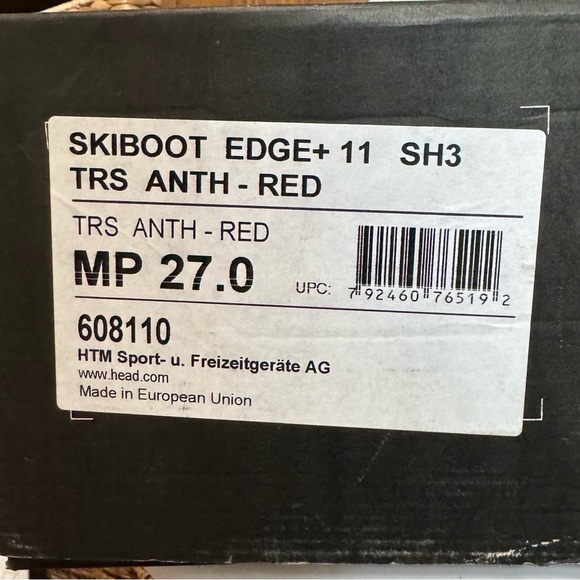 HEAD SKIBOOT EDGE+ 11 SH3, TRS ANTH - RED MP 27.0, Size 27-27.5cm/10.63-11in - Picture 2 of 3